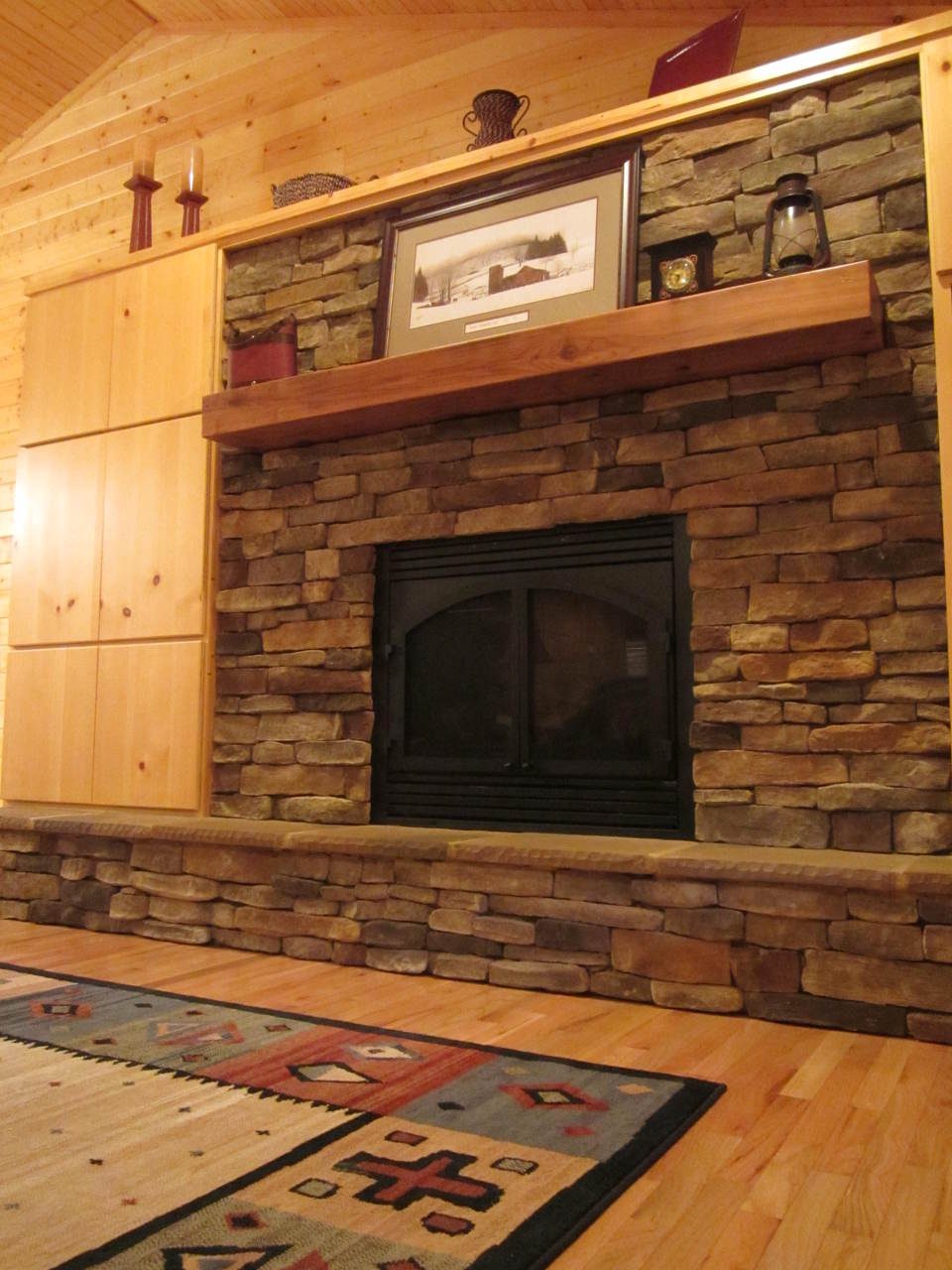 Frances' Cabin stone fireplace